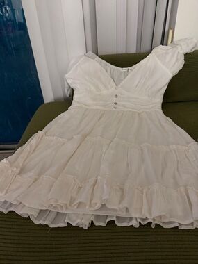 Altar'd State Cream V-Neck Ruffle Tiered Dress